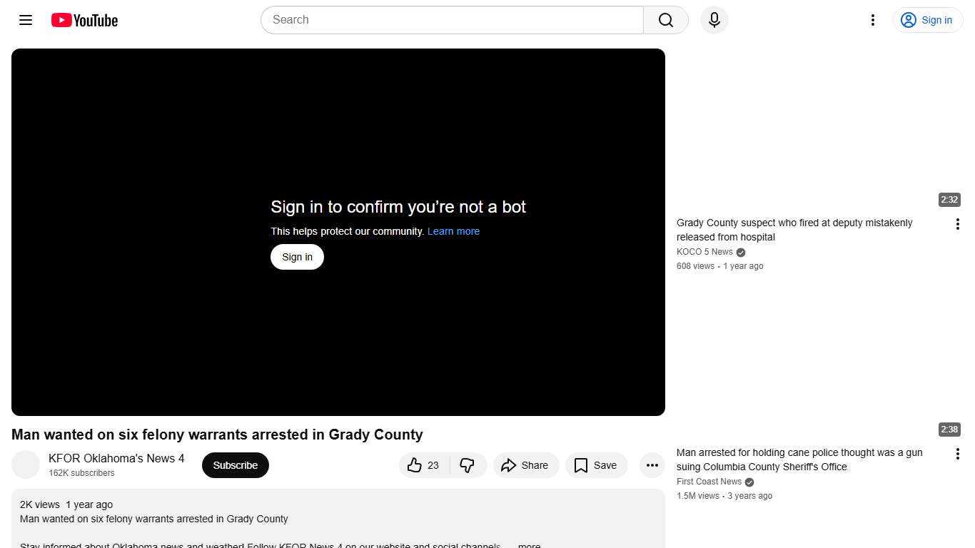 Man wanted on six felony warrants arrested in Grady County - YouTube