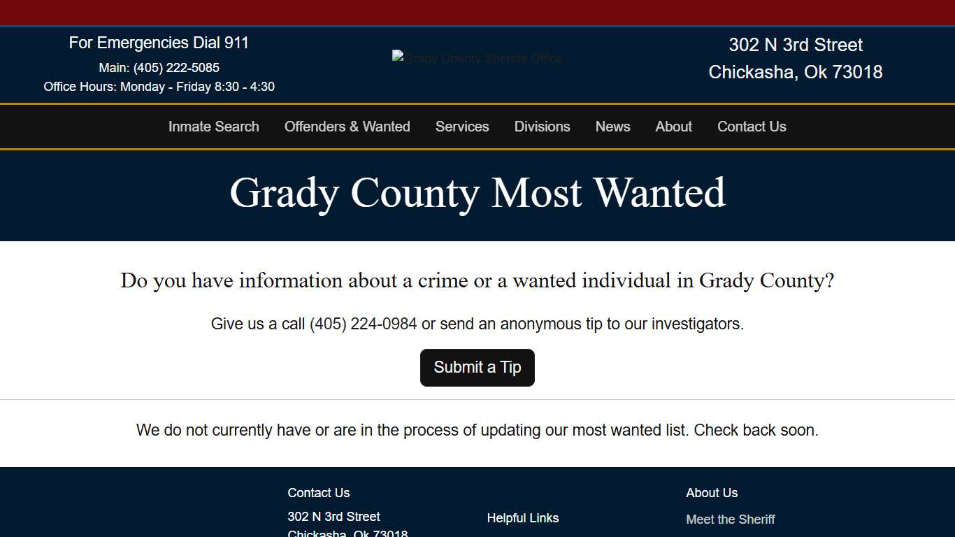 Most Wanted - Grady County Sheriff's Office